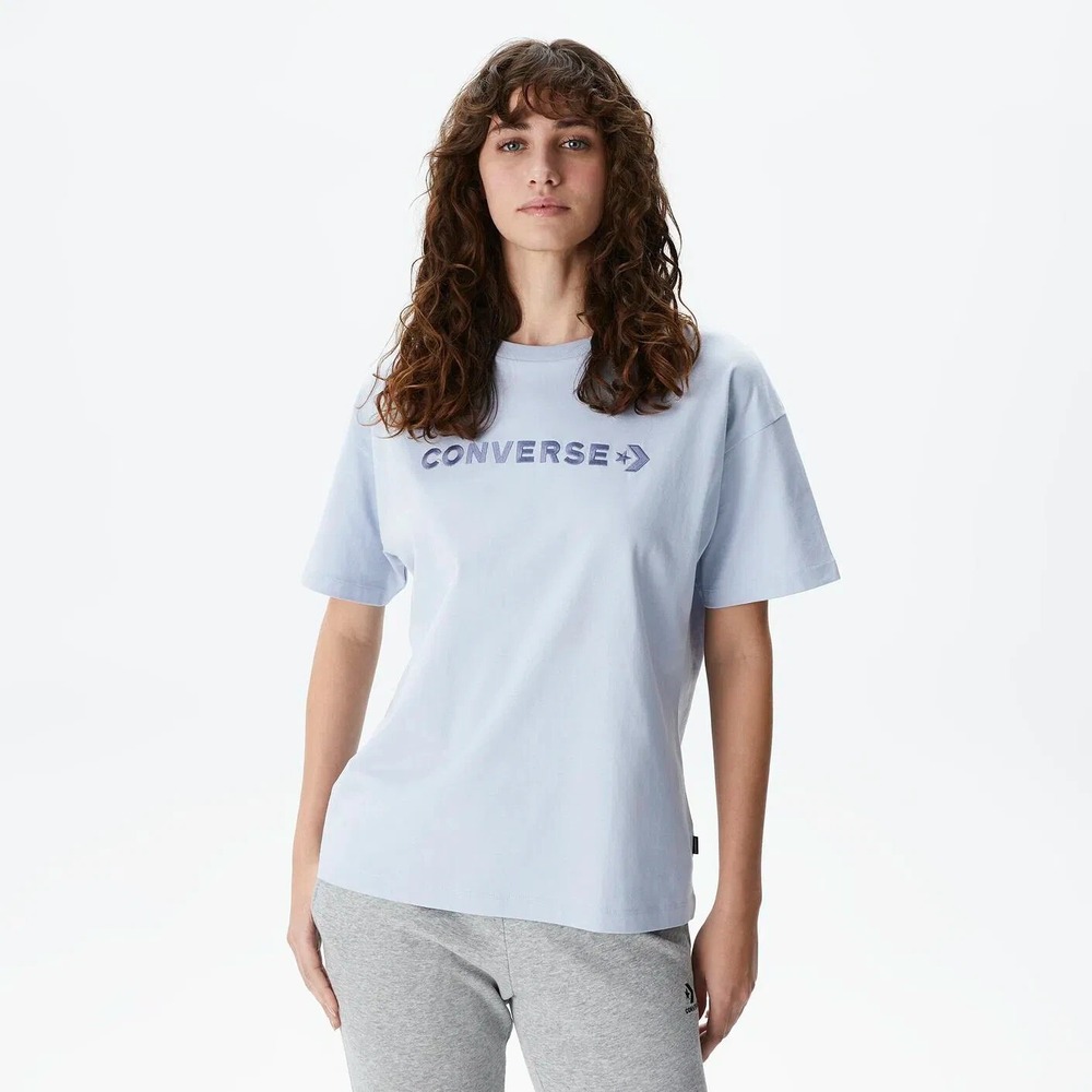 Converse Wordmark‎ T-Shirt Blue Star Chevron Relaxed Casual Small